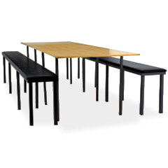 Conjunto Convívio 1 mesa + 2 bancos longos 