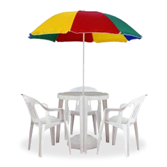 Conjunto Jardim mesa + 3 cadeiras + guarda-sol