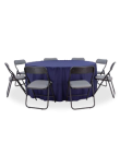 Conjunto Gala mesa redonda com tecido + 8 cadeiras Asta cinza