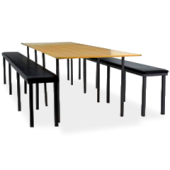 Conjunto Convívio 1 mesa + 2 bancos longos 