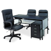 Conjunto Presidente Secretária + 1 cad. presidente + BI. gavetas 