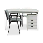 Conjunto Secretária Selecta secretária + bloco gavetas +  3 cadeiras