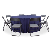 Conjunto Gala mesa redonda com tecido + 8 cadeiras Asta cinza