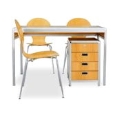 Conjunto Secretária Tom secretária + 3 cadeiras + bloco gavetas